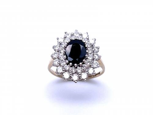 9ct Black & White CZ Cluster Ring