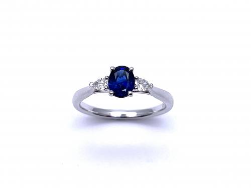 Platinum Sapphire & Diamond 3 Stone Ring