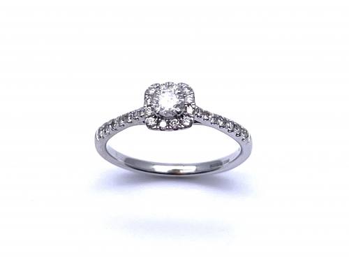 18ct White Gold Diamond Halo Ring