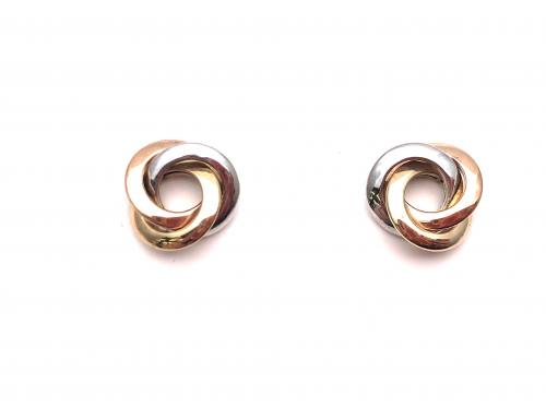 9ct Three Colour Knot Stud Earrings