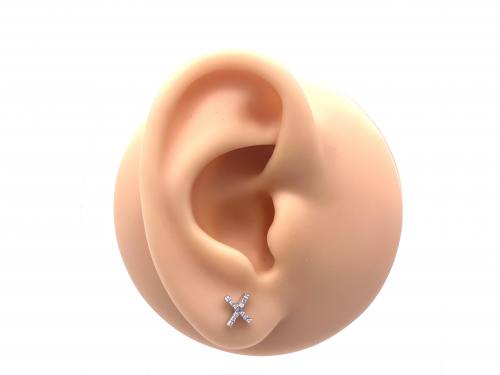 9ct White Gold Diamond Hugs & Kisses Earrings