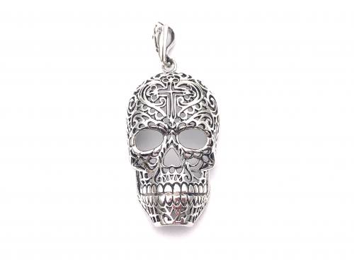 Silver Large Sugar Skull Pendant