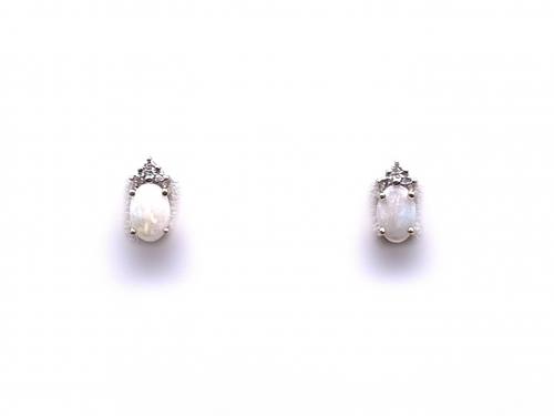 9ct Yellow Gold Opal & Diamond Stud Earrings