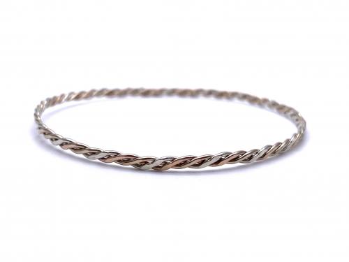 9ct 3 Colour Gold Solid Plaited Bangle