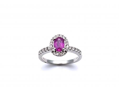 18ct White Gold Ruby & Diamoind Cluster Ring