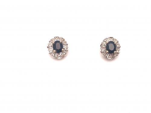 9ct Sapphire and Diamond Stud Earrings