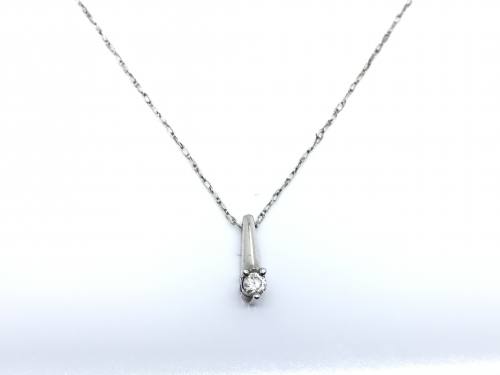 9ct White Gold Diamond Pendant & Chain