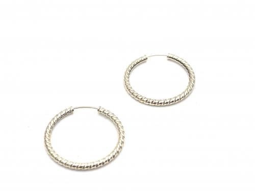 9ct Yellow Gold Twisted Sleeper Hoop Earrings 21mm