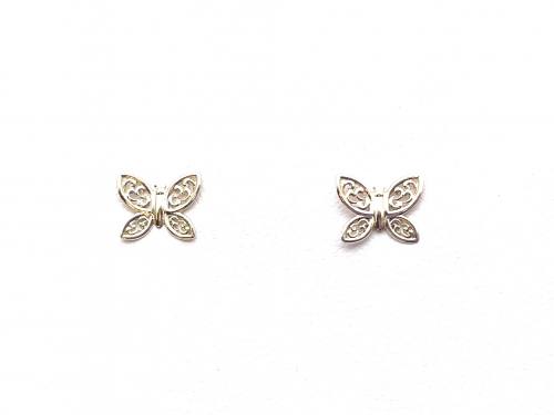 9ct Yellow Gold Butterfly Stud Earrings