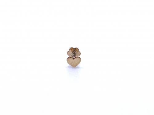 9ct Yellow Gold Heart Labret Stud Earring