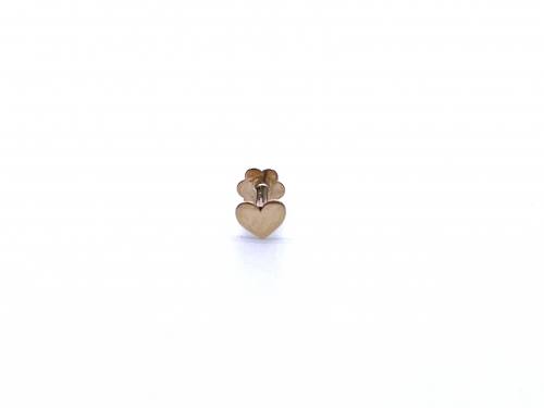 9ct Yellow Gold Heart Labret Stud Earring