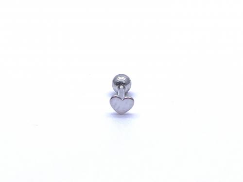 9ct White Gold Cartilage Heart Stud Earring