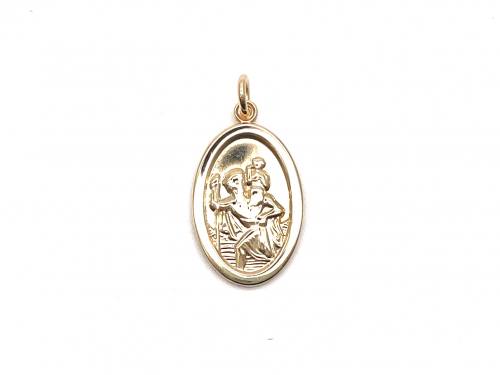 9ct Yellow Gold Oval St.Christopher Pendant