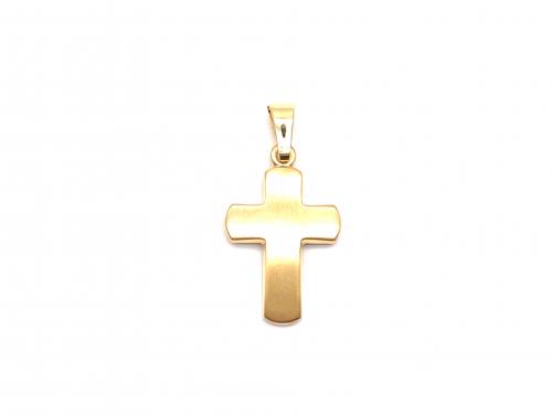 9ct Yellow Gold Frosted Plain Cross Pendant