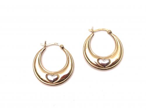 9ct 2 Colour Hoop Earrings