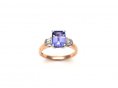 18ct Rose Gold Tanzanite & Diamond Ring