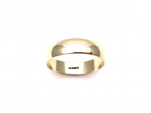 9ct Yellow Gold D Shaped Wedding Ring 6mm