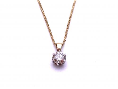 18ct Diamond Solitaire Pendant & Chain