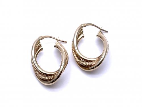9ct Yellow Gold Triple Wave Hoops