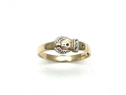 9ct Yellow Gold Diamond Buckle Ring