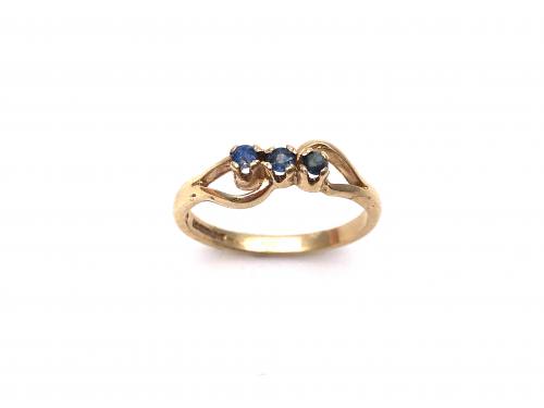 9ct Yellow Gold Sapphire 3 Stone Ring