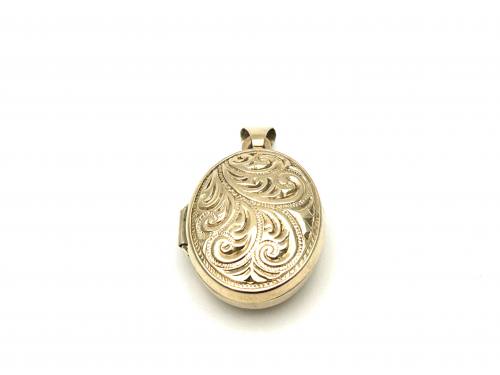 9ct Yellow Gold Patterned Oval Locket