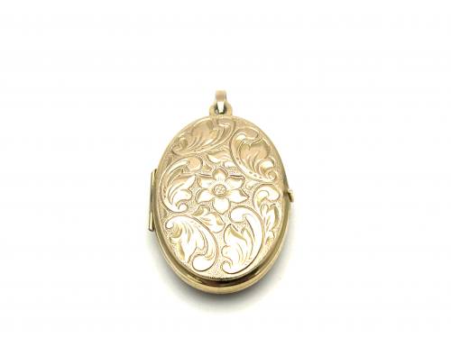 9ct Yellow Gold Oval Patterned Locket