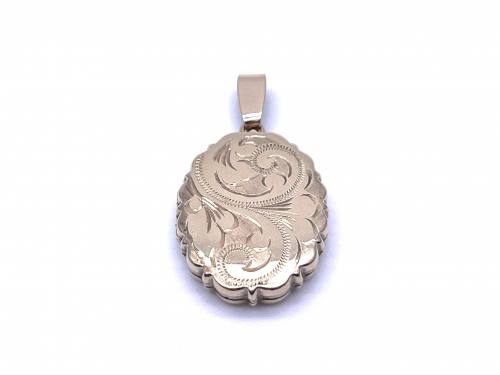 9ct Yellow Gold Patterned Oval Locket