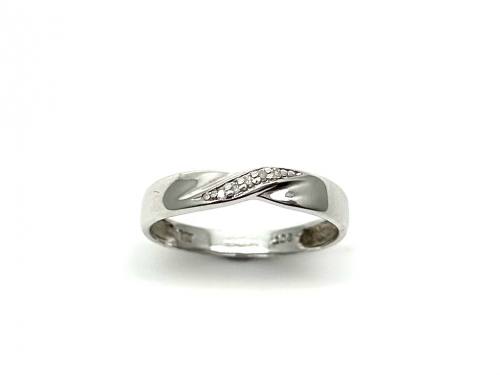 9ct White Gold Diamond Crossover Ring