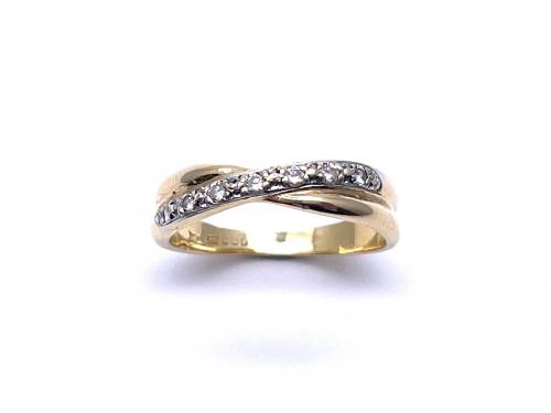 18ct Yellow Gold Diamond Crossover Ring