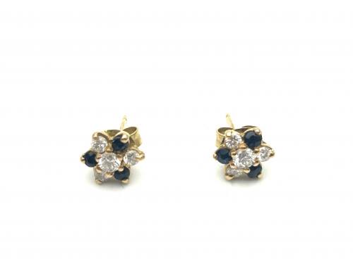 18ct Diamond & Sapphire Stud Earrings