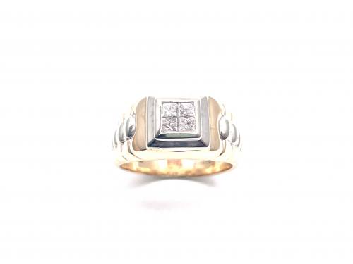 9ct Yellow Gold Diamond Signet Ring