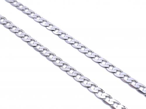 9ct White Gold Flat Curb Chain 18 inch