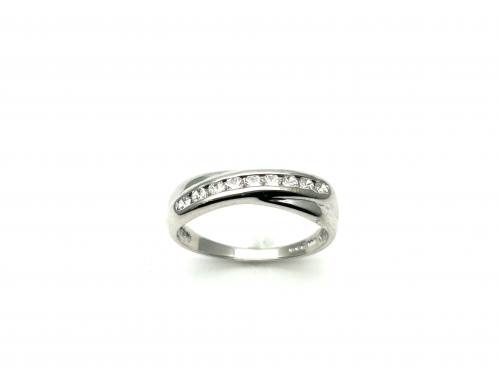 9ct White Gold CZ Crossover Ring
