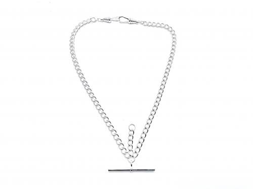 Silver Plated Double Watch Albert Style Chain