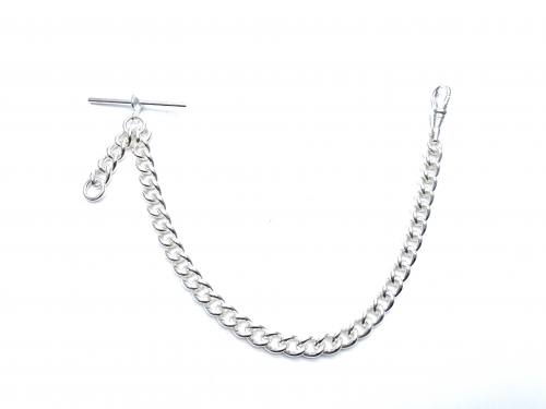 Silver Plated Single Watch Albert Style Chain