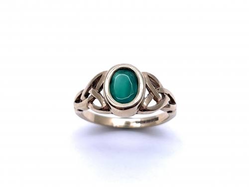 9ct Green CZ Celtic Style Ring