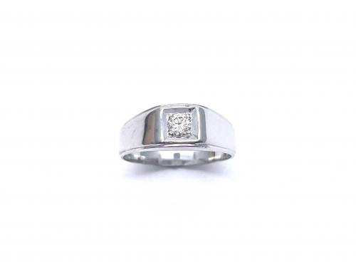 18ct White Gold Diamond Signet Ring