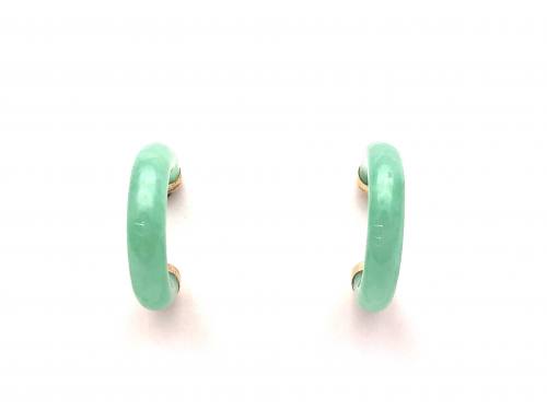 14ct Yellow Gold Jade Hoop Earrings