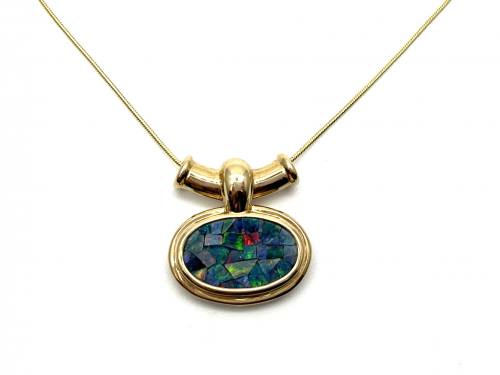 9ct Opal Mosaic Pendant & Chain