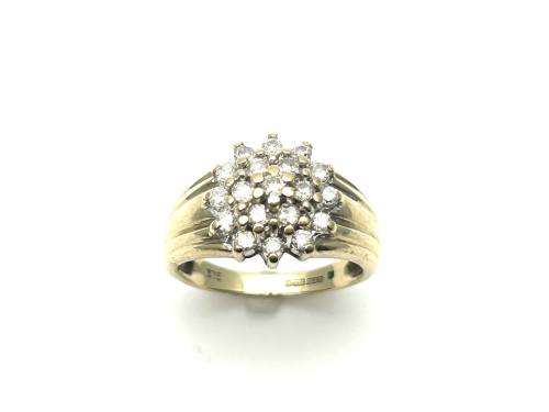 9ct Yellow Gold Diamond Cluster Ring