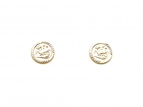 9ct Yellow Gold St Christopher Stud Earrings 10mm