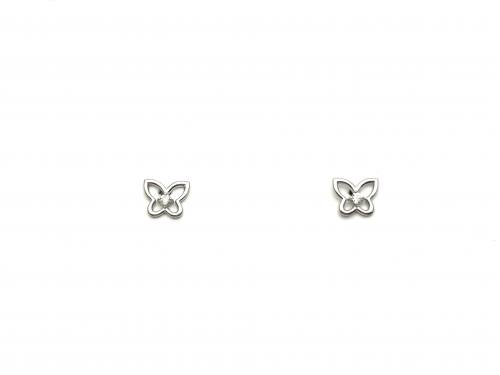 9ct White Gold Butterfly Stud Earrings 6mm