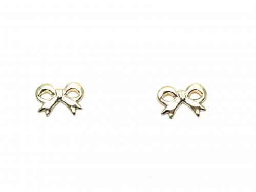 9ct Yellow Gold Bow Stud Earrings 10x6mm