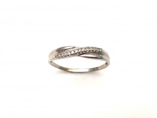 9ct White Gold Diamond Crossover Ring