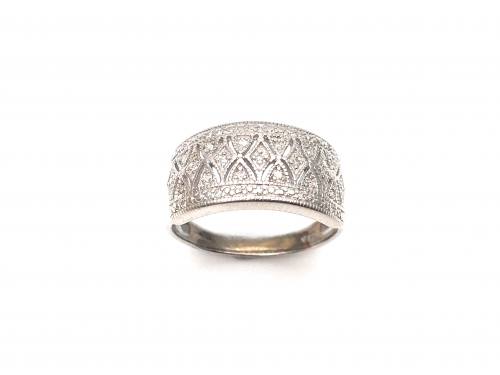 9ct White Gold Diamond Pave Ring