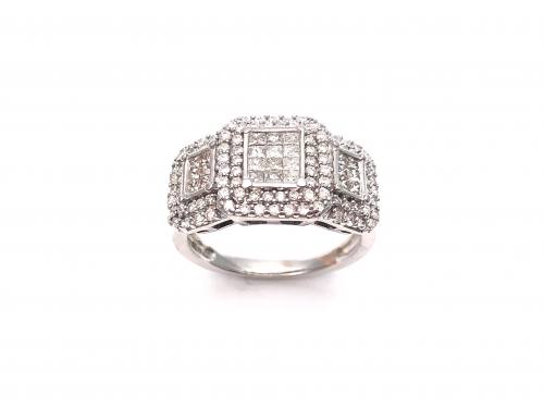 18ct White Gold Diamond Cluster Ring