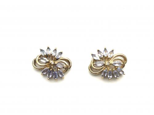 9ct Tanzanite & Diamond Stud Earrings
