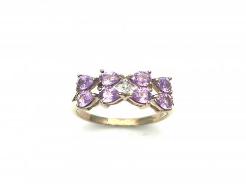 9ct Pink Sapphire & Diamond Ring