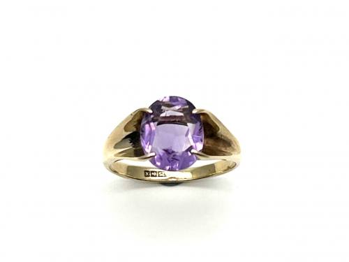 9ct Yellow Gold Amethyst Solitaire